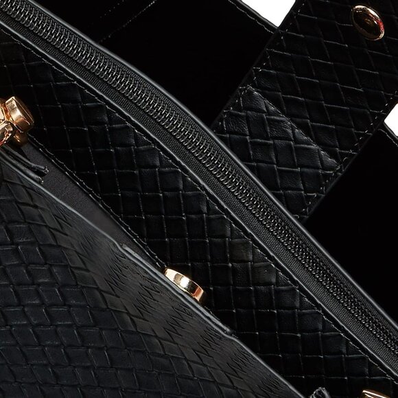 Gloadithh Medium Black Tote Bag with Leather Lining - Perfect Everyday Handbag - Picture 5 of 6